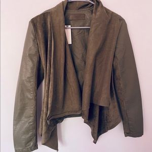 Blank NYC Suede & Vegan Leather Olive Combo Jacket